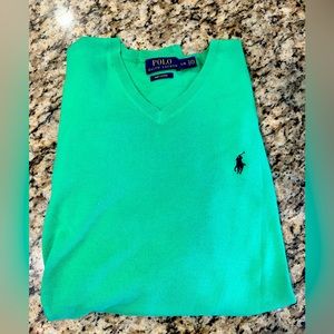 Polo Long Sleeve V Neck Pima Cotton Sweater